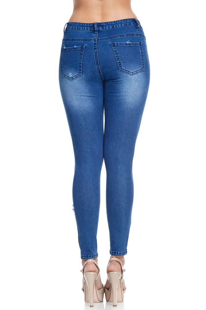 Low-Rise Destroyed Skinny Jeans - Image 4