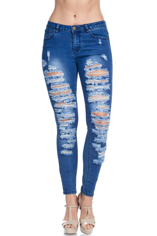Low-Rise Destroyed Skinny Jeans - Image 5