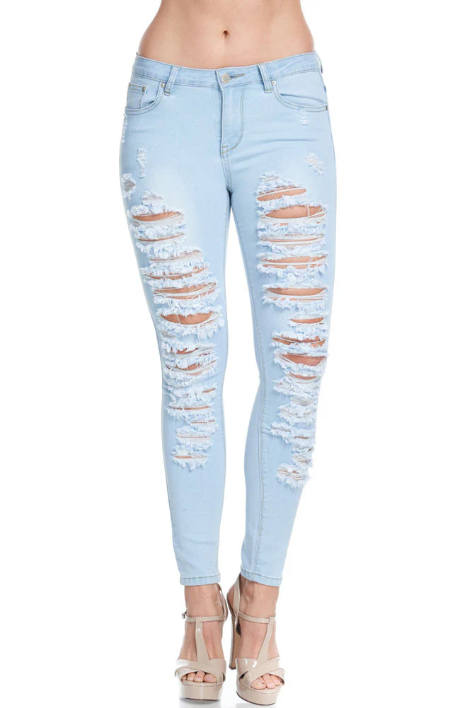 Low-Rise Destroyed Skinny Jeans - Image 9