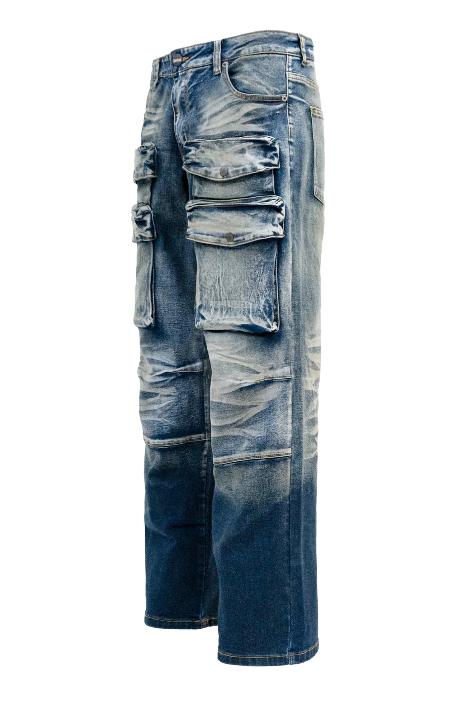 Men's 3D Pocket Cargo Baggy Denim Jeans - Image 2