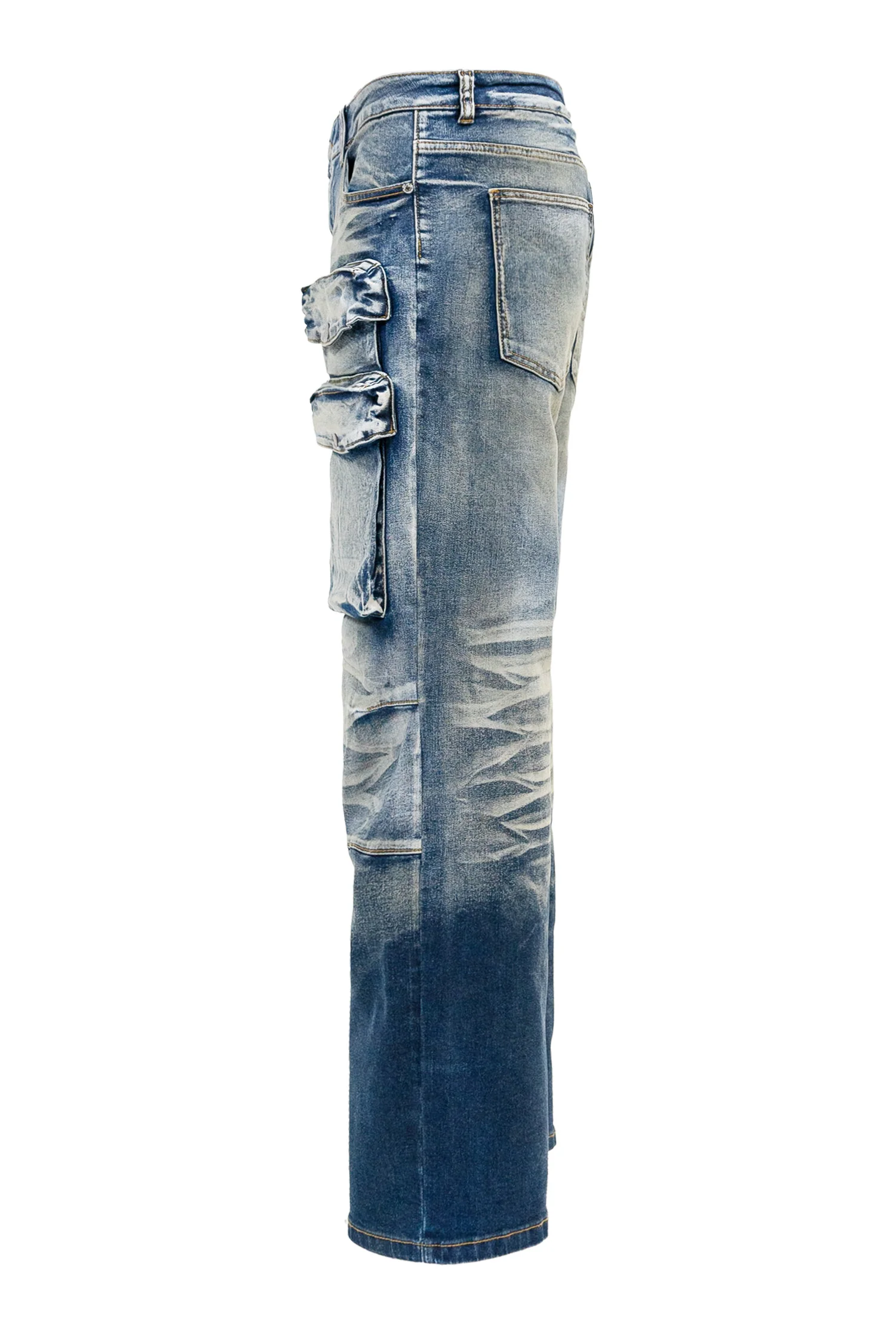 Men's 3D Pocket Cargo Baggy Denim Jeans - Image 3