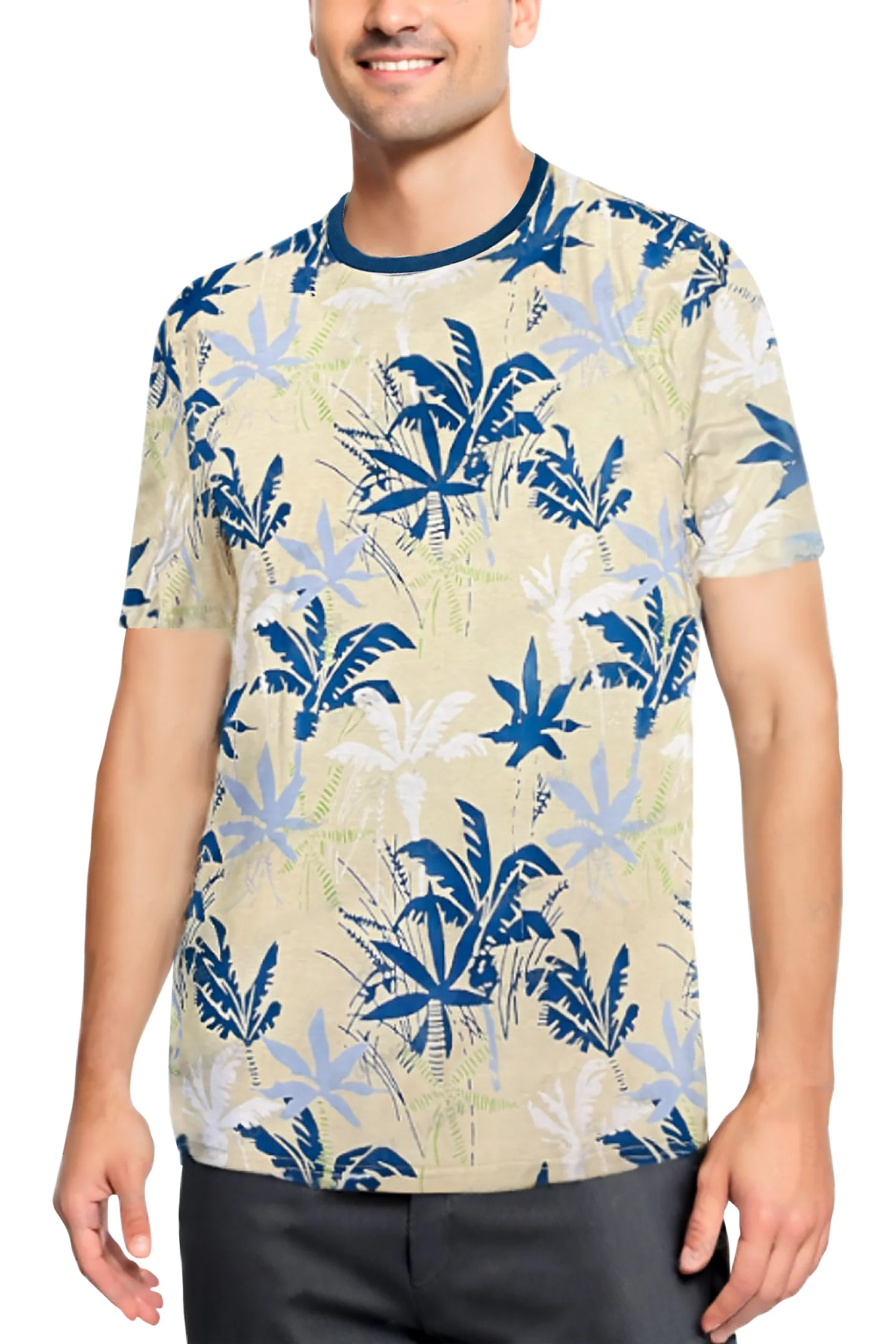 Men's Allover Hawaiian Palm Tree Print Graphic T-Shirt - Image 3