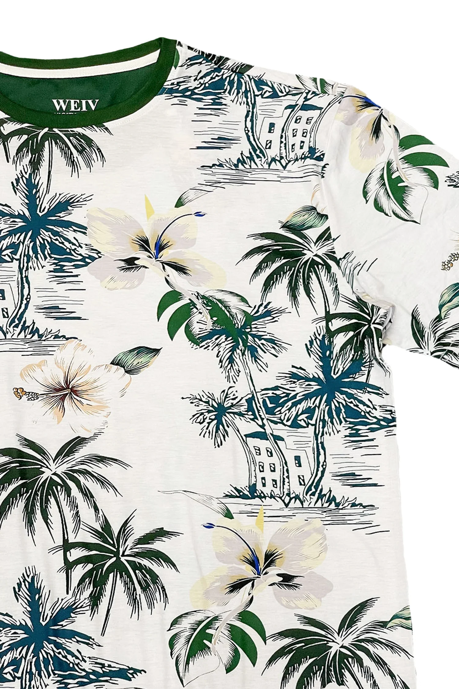 Men's Allover Hawaiian Tropical Print Graphic T-Shirt - Image 2