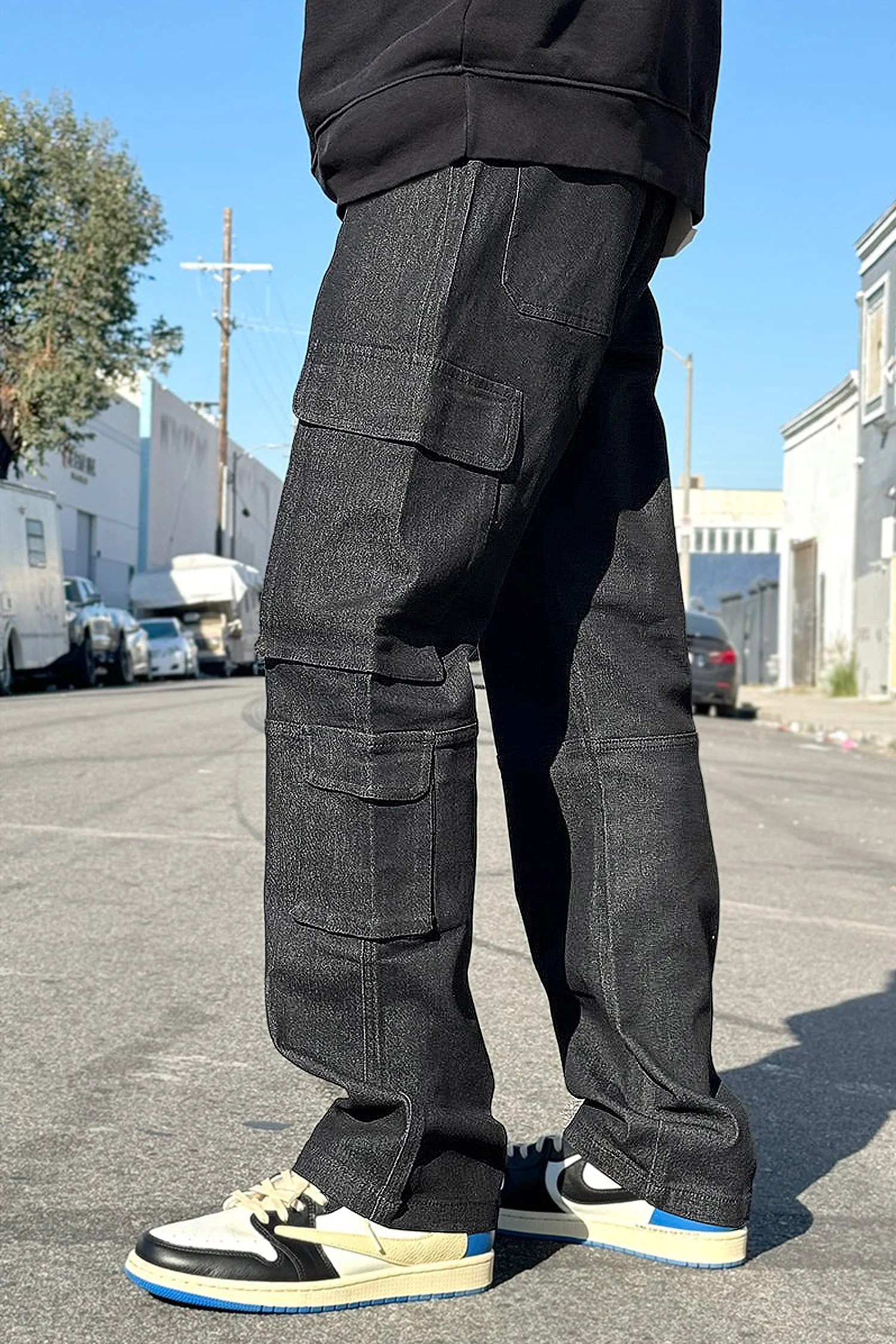 Men's Baggy Fit Cargo Colored Denim Jeans - Image 4