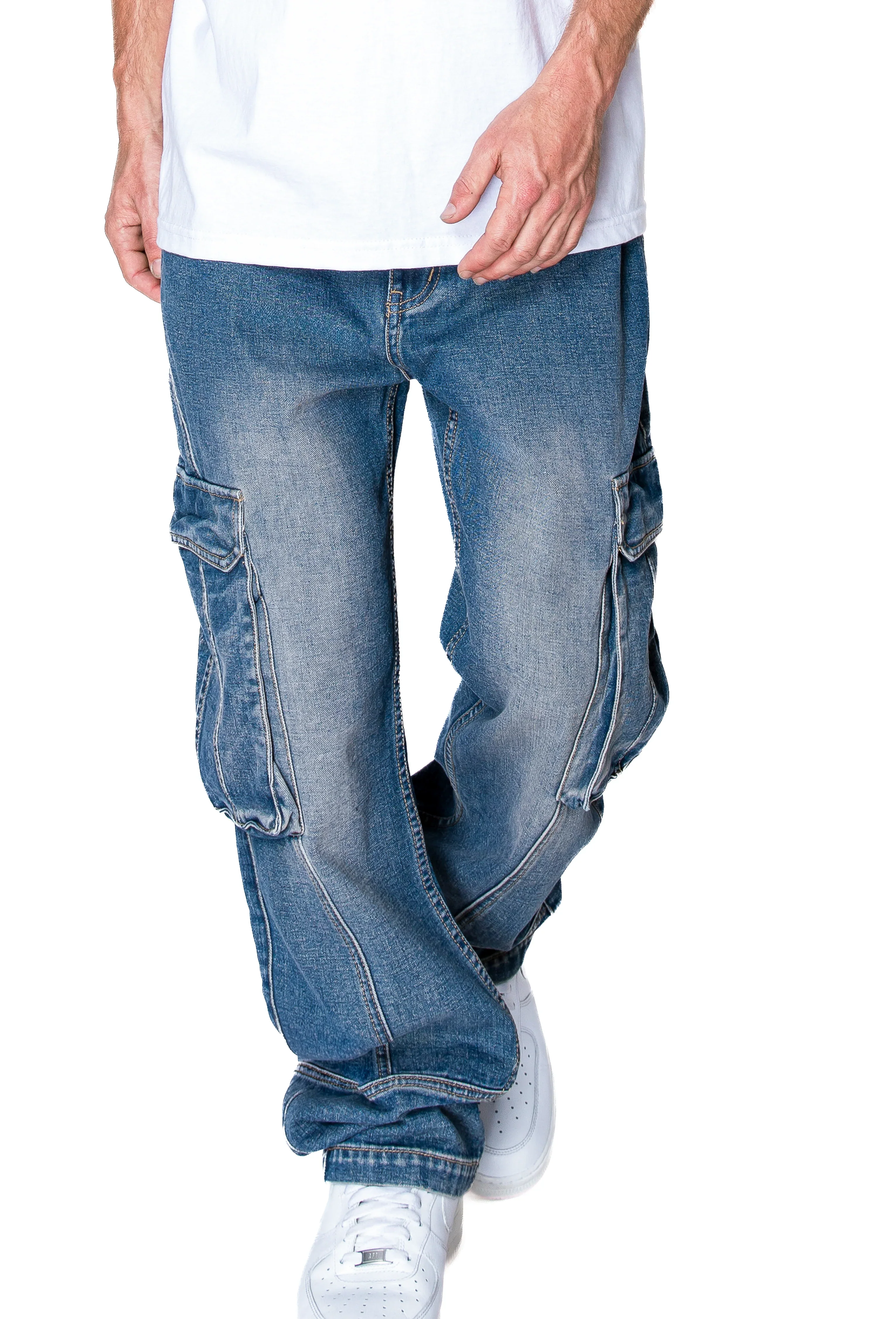 Men's Baggy Fit Cargo Denim Jeans - Image 16