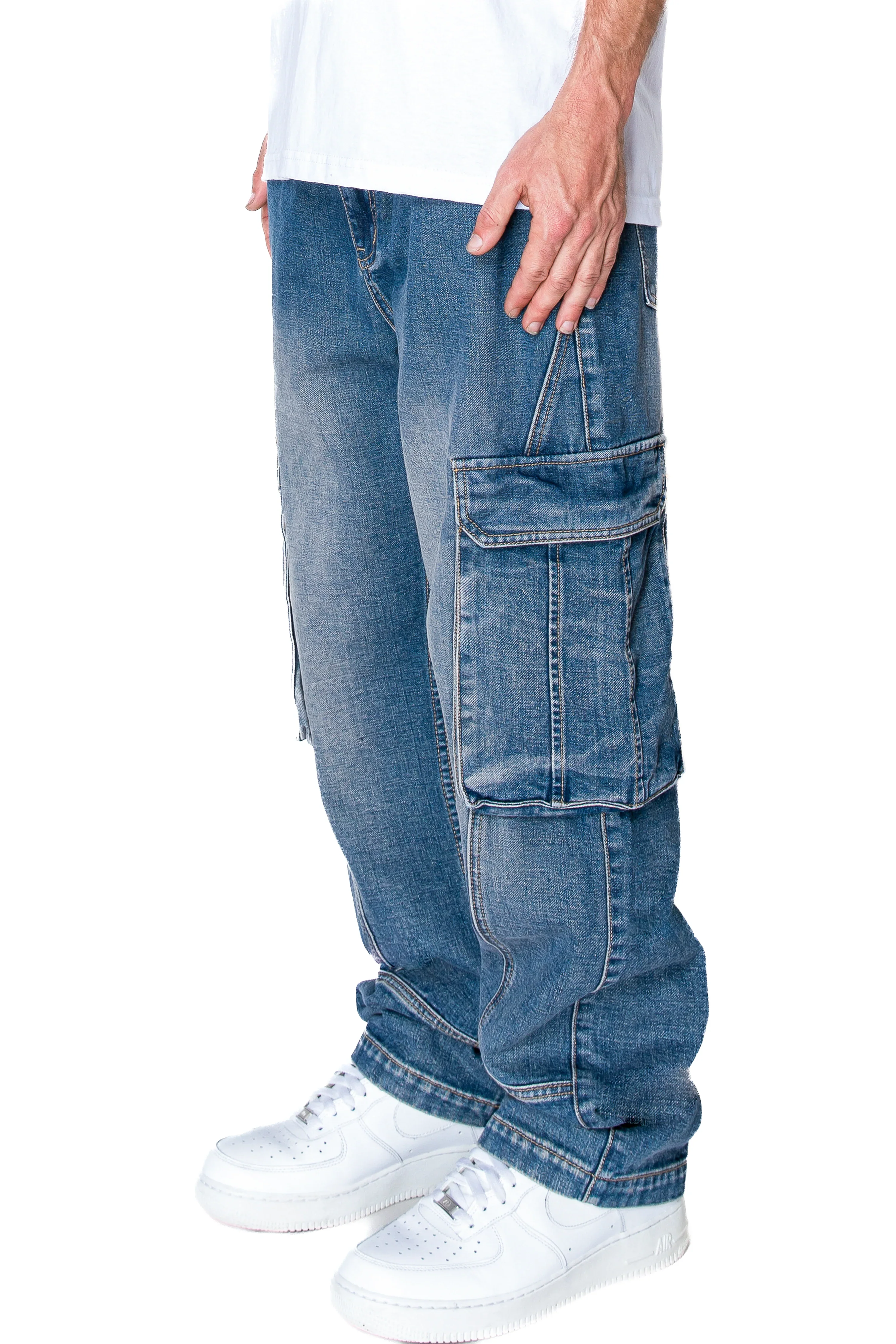Men's Baggy Fit Cargo Denim Jeans - Image 17