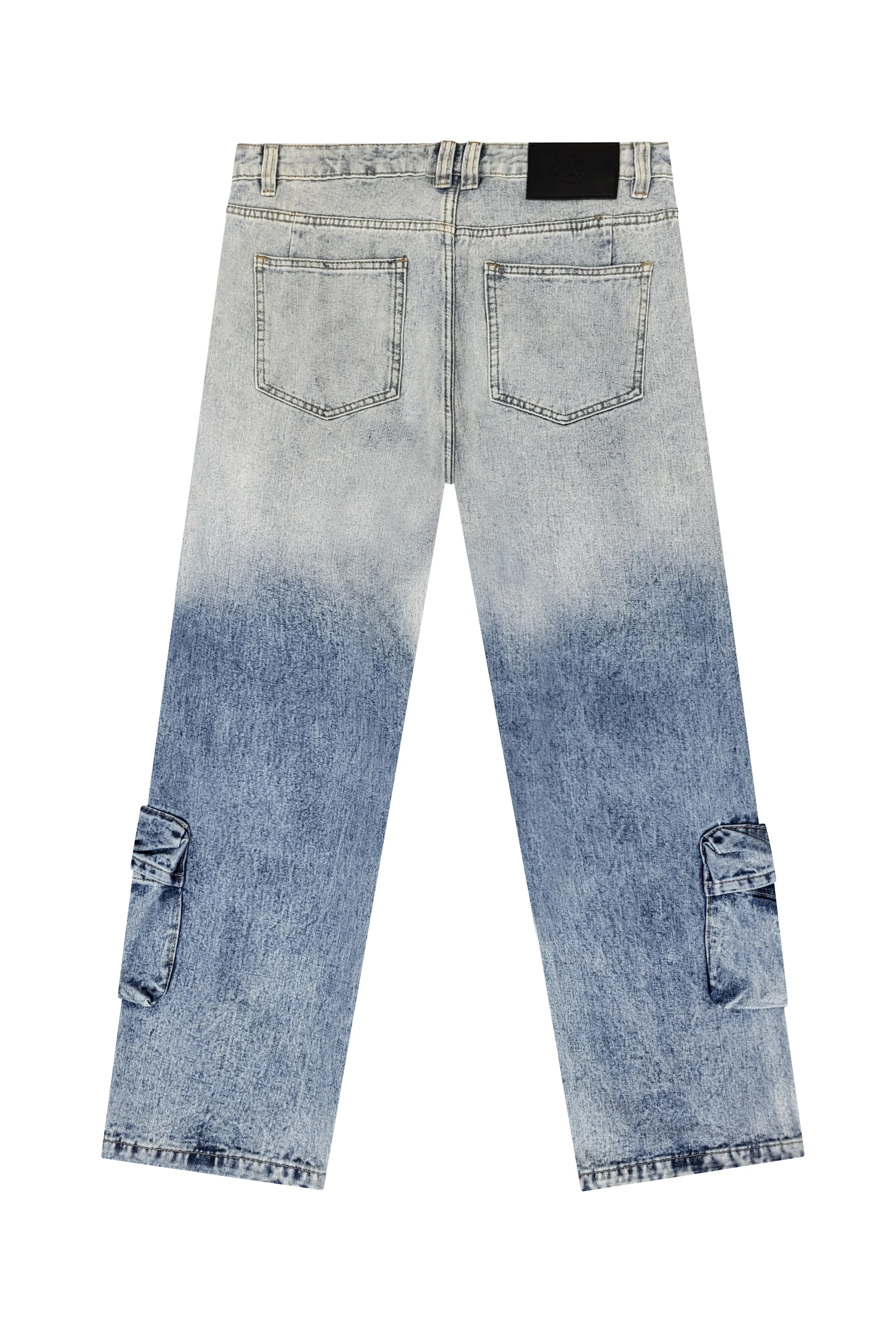 Men's Baggy Fit Faded Wash Cargo Jeans - Image 17