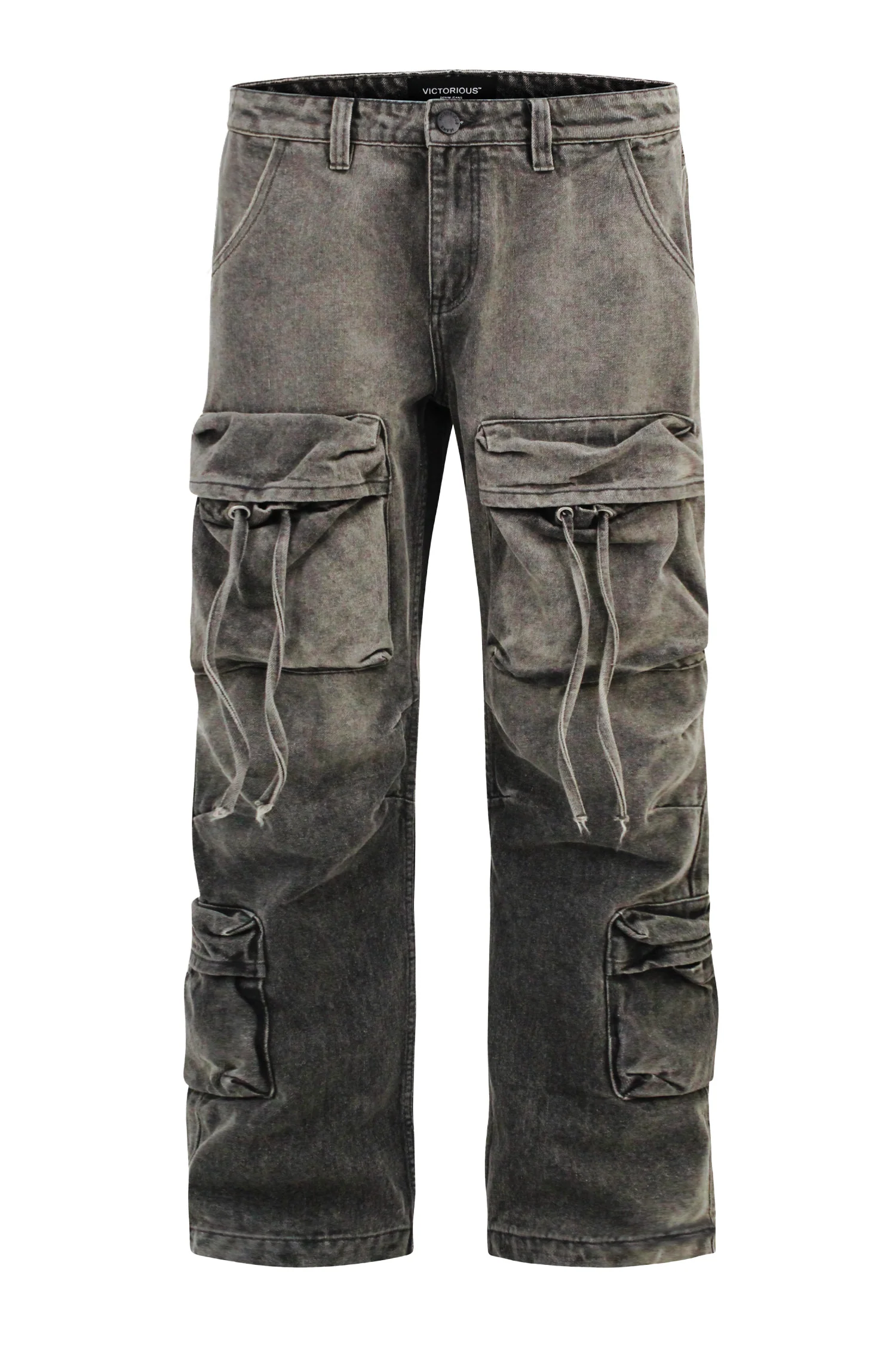 Men's Baggy Fit Faded Wash Cargo Jeans - Image 8