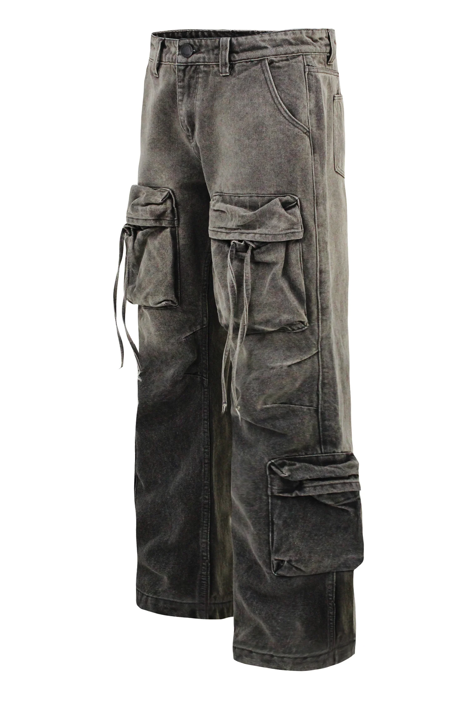 Men's Baggy Fit Faded Wash Cargo Jeans - Image 9