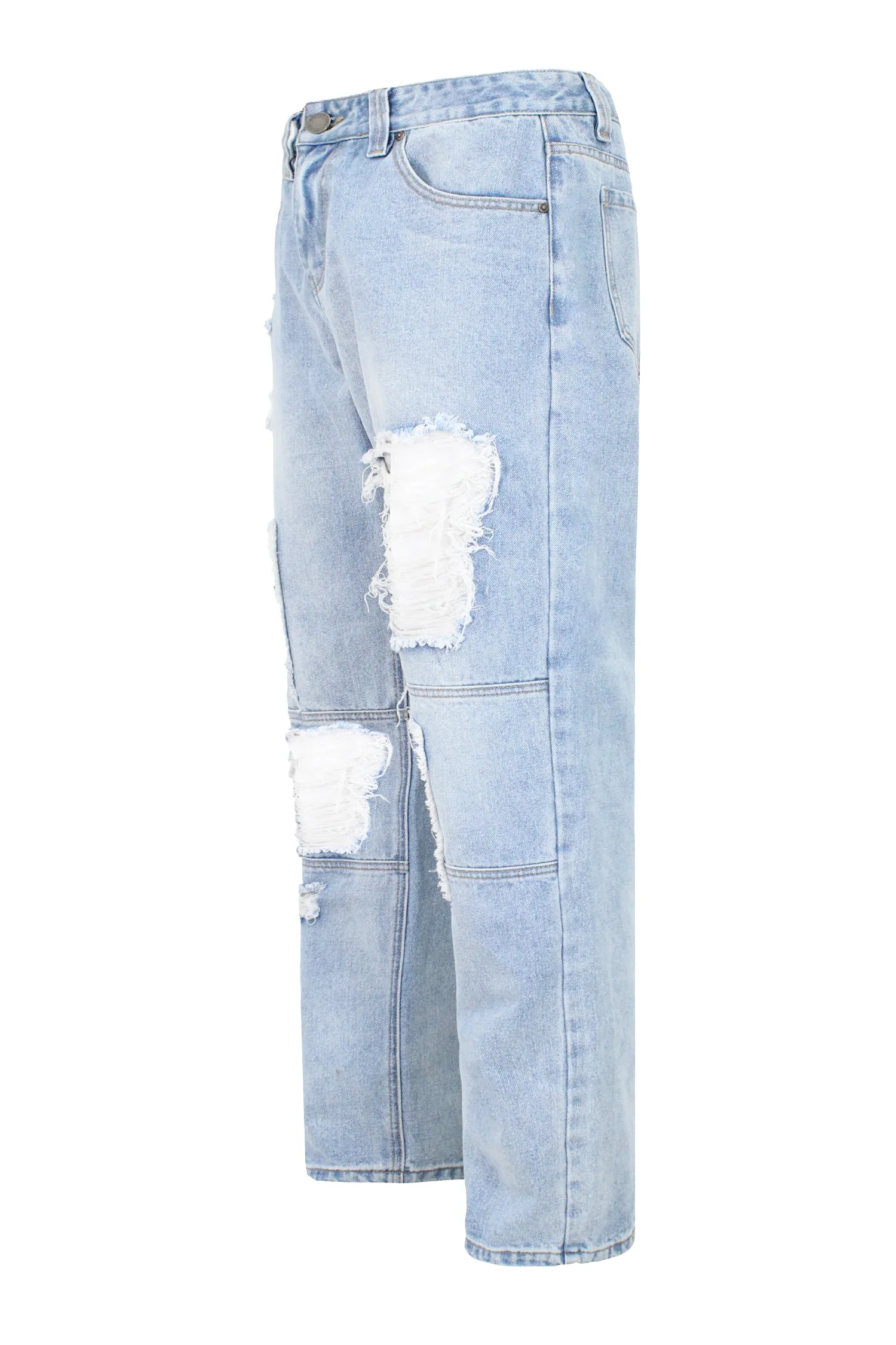 Men's Baggy Fit Heavy Distressed Denim Jeans - Image 2