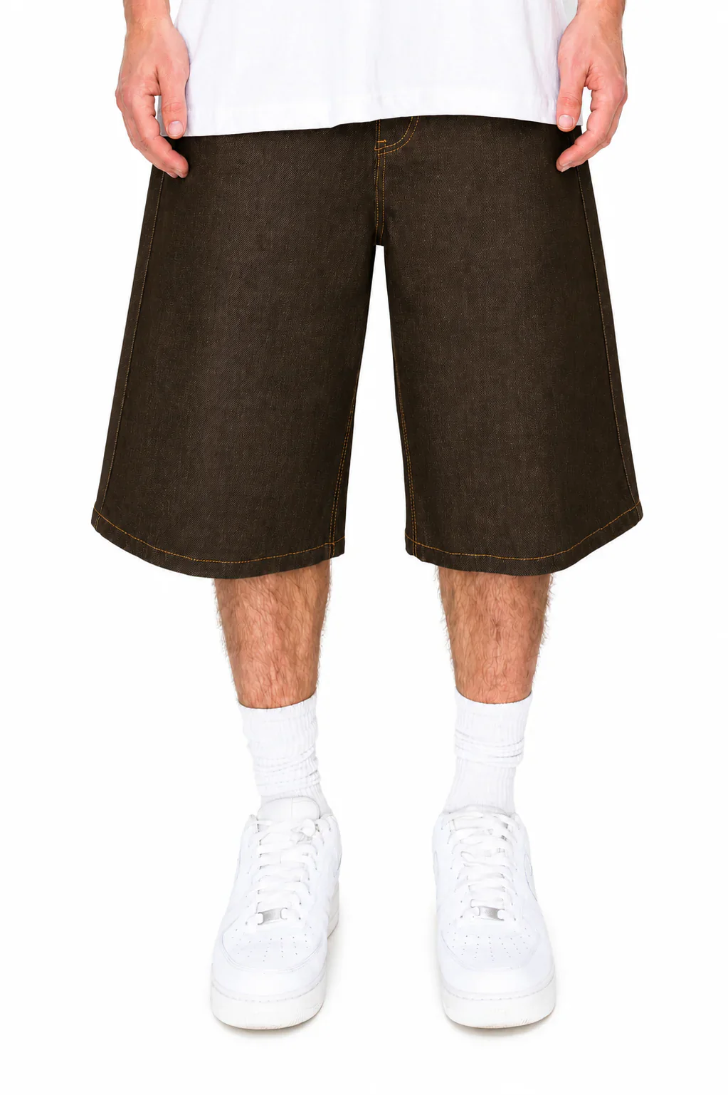 Men's Baggy Fit Raw Denim Shorts - Image 13