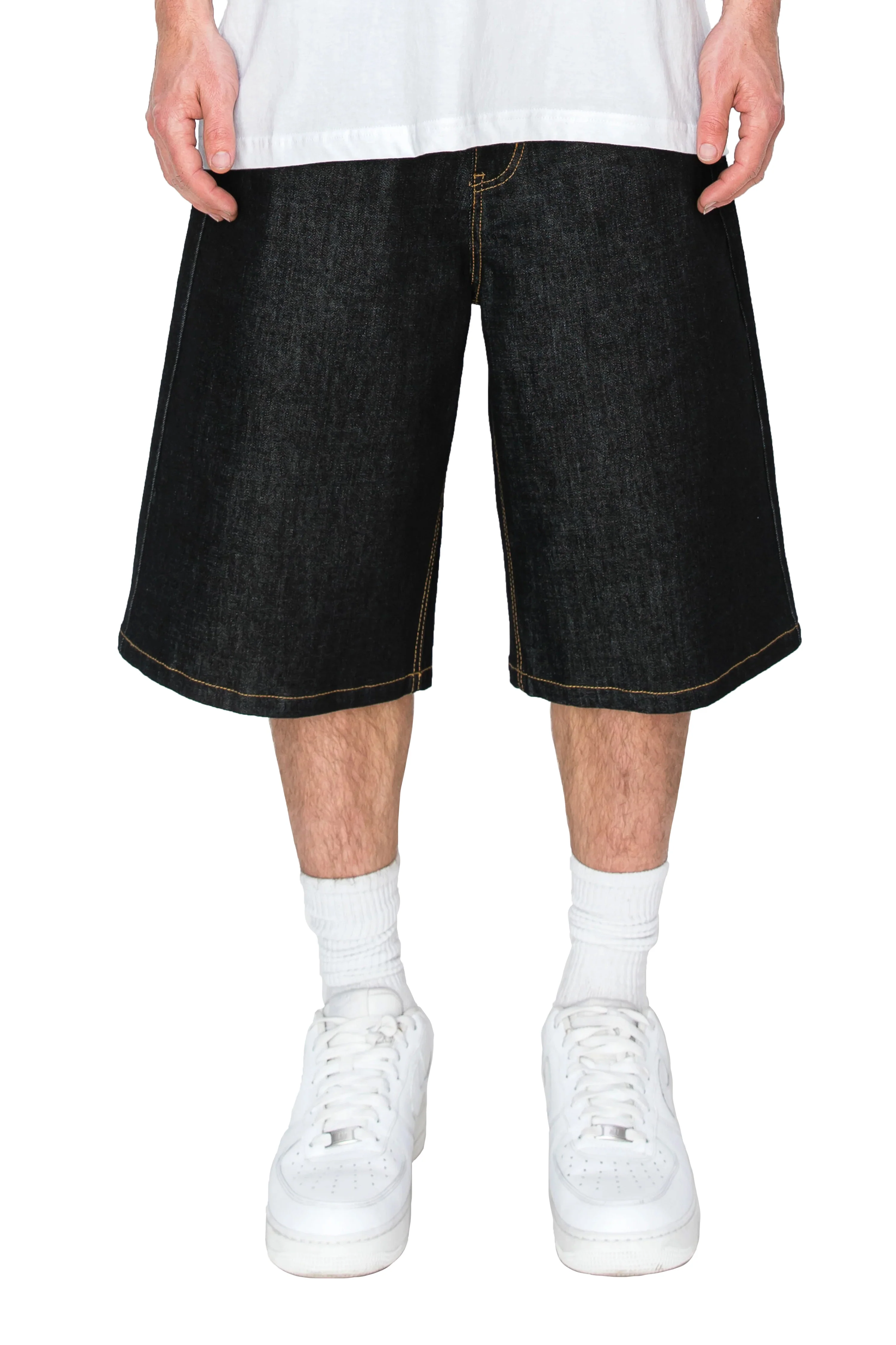 Men's Baggy Fit Raw Denim Shorts - Image 7