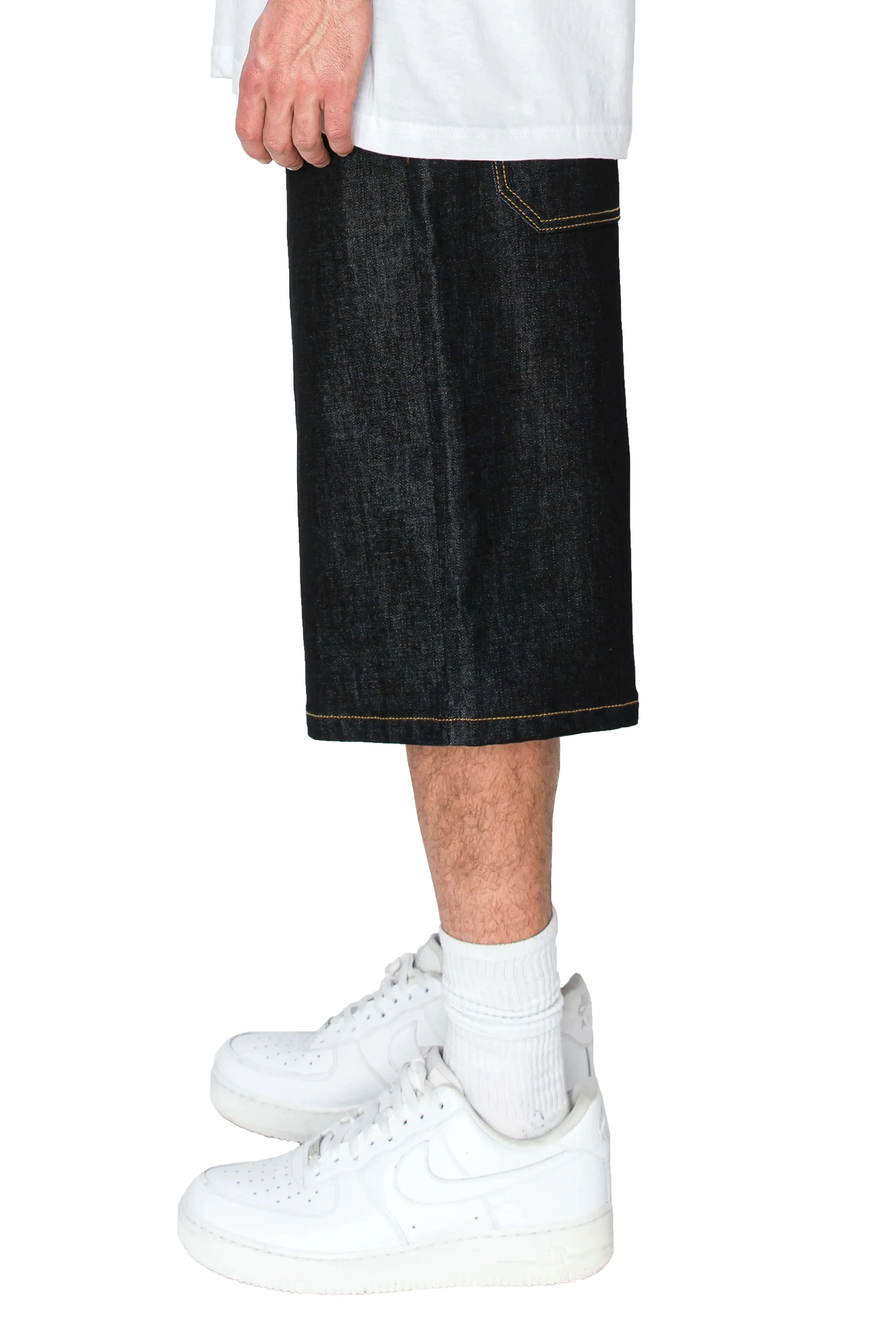 Men's Baggy Fit Raw Denim Shorts - Image 9