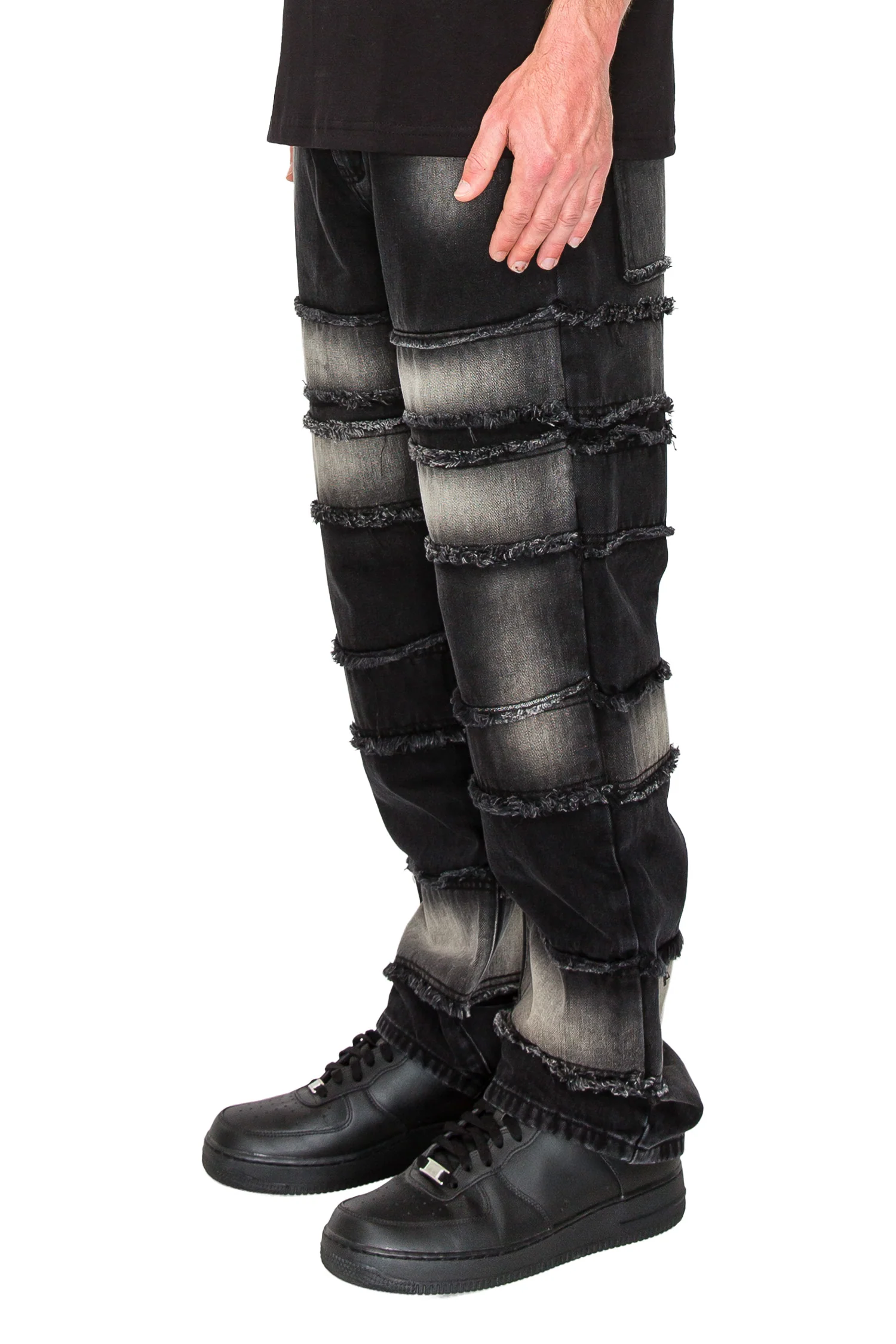 Men's Baggy Fit Raw Edge Denim Jeans - Image 3