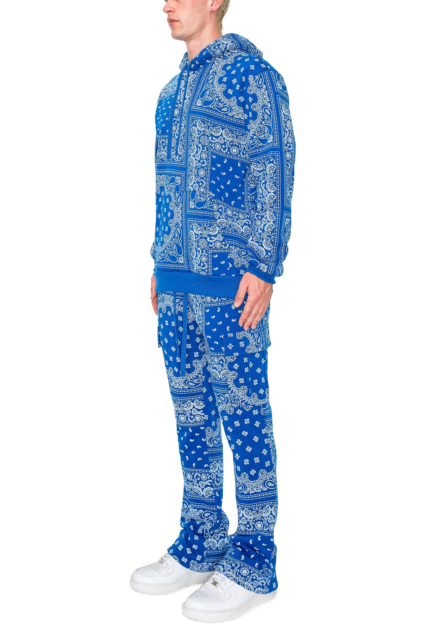 Men's Bandana Pullover Cargo Flared Fleece Set - Image 7