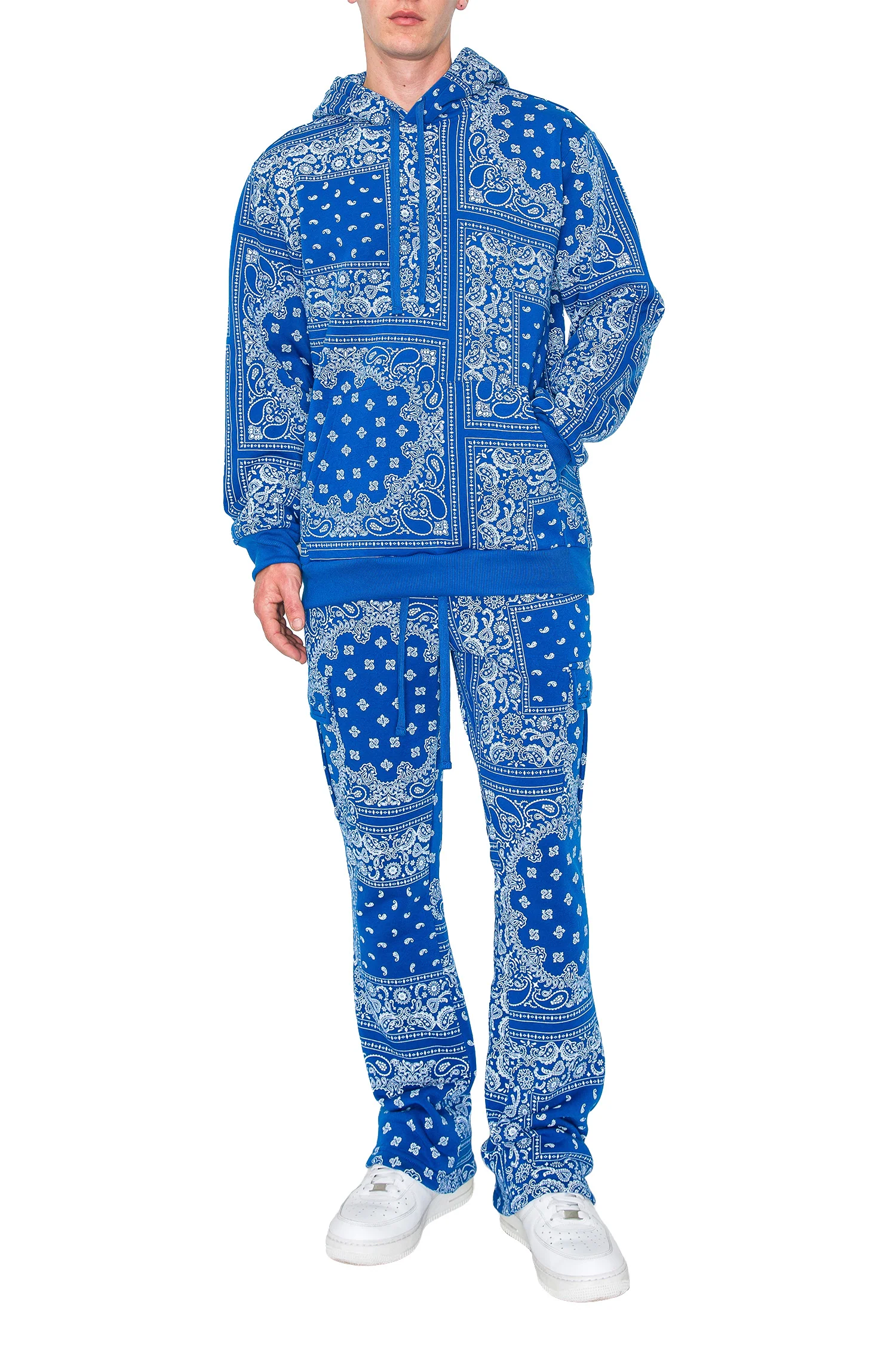 Men's Bandana Pullover Cargo Flared Fleece Set - Image 9