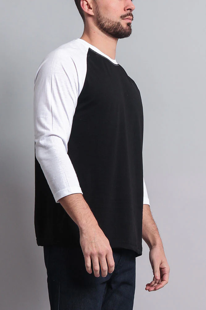 Men's Baseball T-Shirt (Black/White) - Image 4