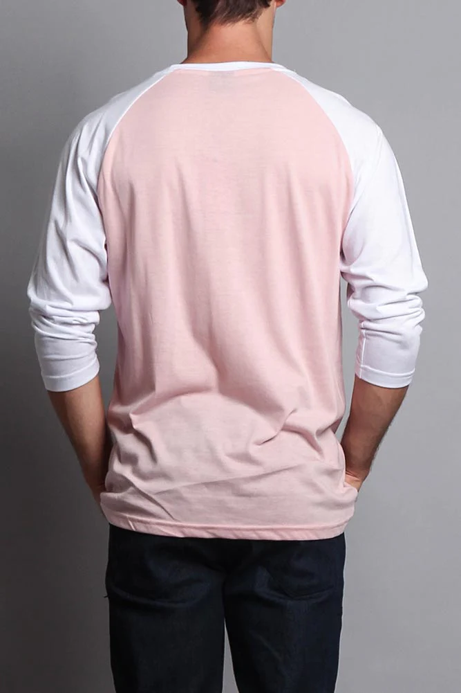 Men's Baseball T-Shirt (Dirty Pink/White) - Image 3