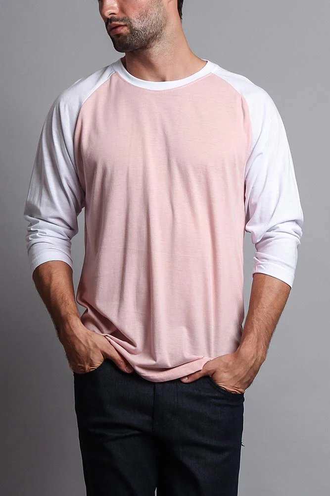 Men's Baseball T-Shirt (Dirty Pink/White) - Image 5