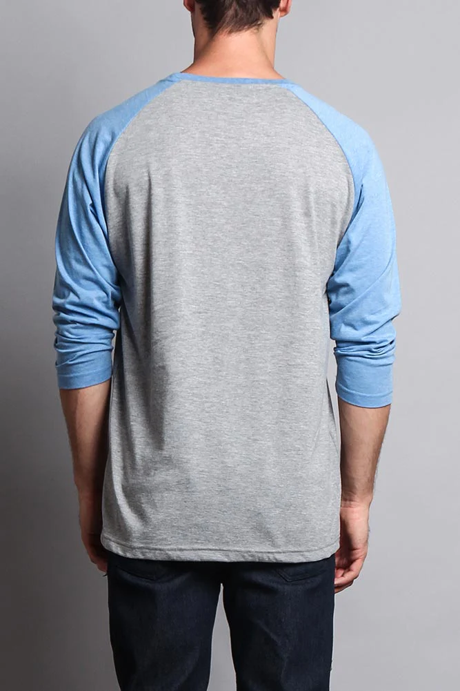 Men's Baseball T-Shirt (Grey/Carolina Blue) - Image 3