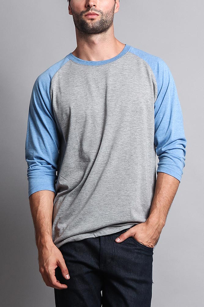 Men's Baseball T-Shirt (Grey/Carolina Blue) - Image 5
