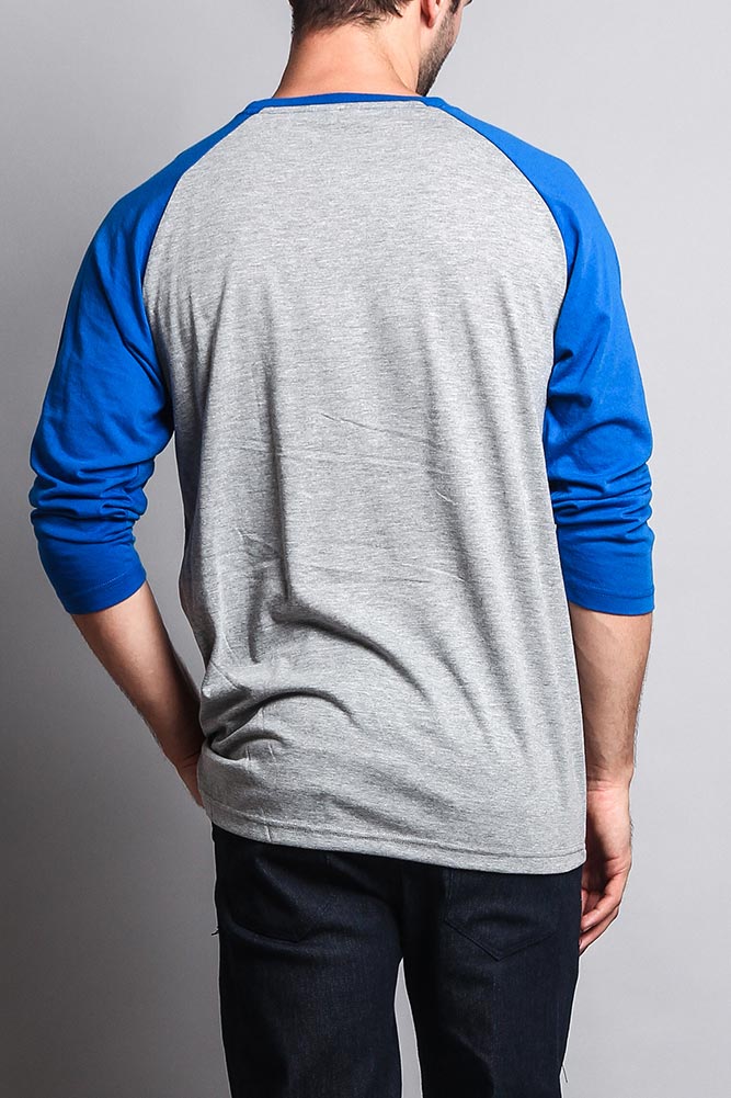 Men's Baseball T-Shirt (Grey/Royal Blue) - Image 3