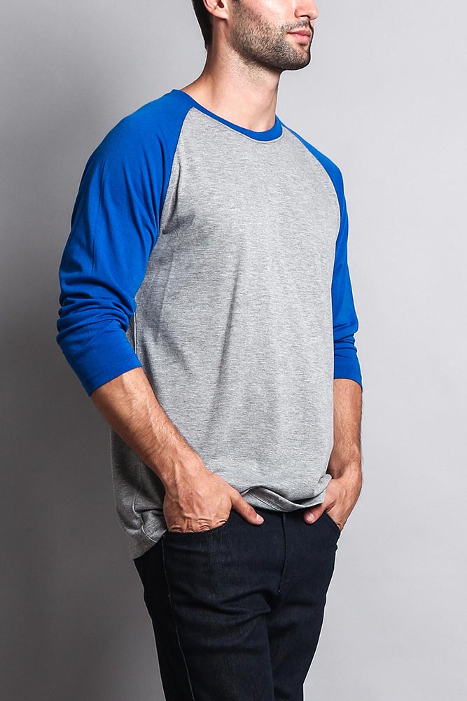 Men's Baseball T-Shirt (Grey/Royal Blue) - Image 4