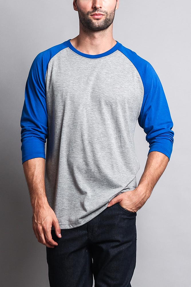 Men's Baseball T-Shirt (Grey/Royal Blue) - Image 5