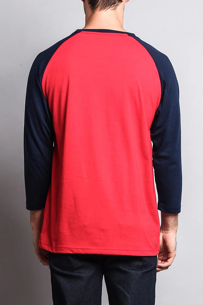 Men's Baseball T-Shirt (Red/Navy) - Image 3