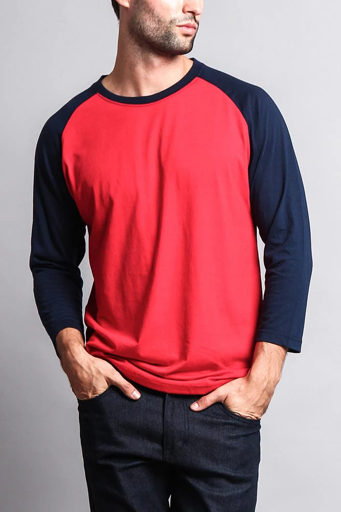 Men's Baseball T-Shirt (Red/Navy) - Image 5