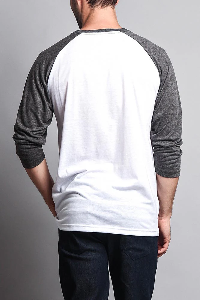 Men's Baseball T-Shirt (White/Charcoal) - Image 3