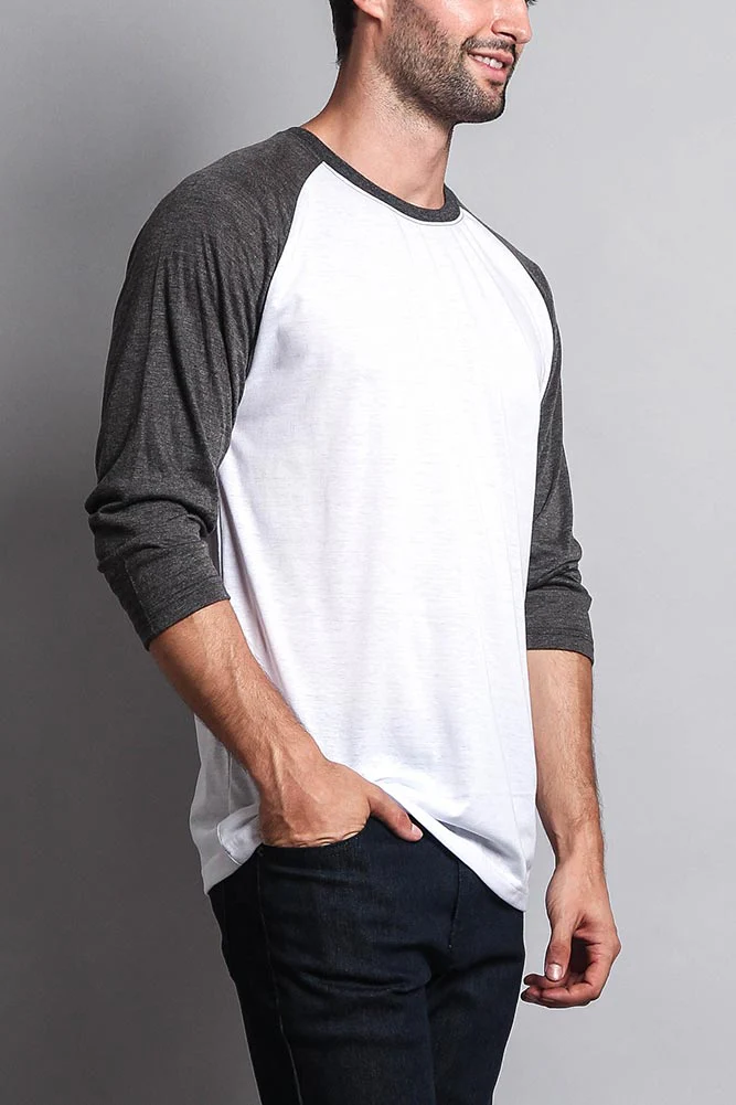 Men's Baseball T-Shirt (White/Charcoal) - Image 4