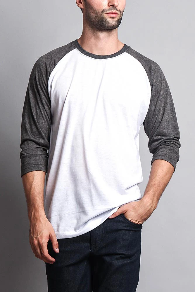 Men's Baseball T-Shirt (White/Charcoal) - Image 5