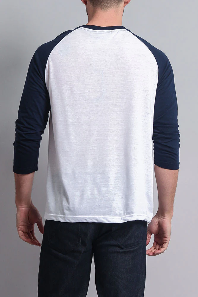 Men's Baseball T-Shirt (White/Navy) - Image 3