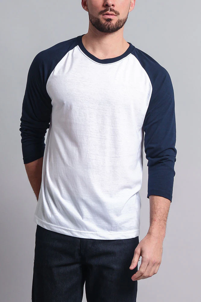 Men's Baseball T-Shirt (White/Navy) - Image 5