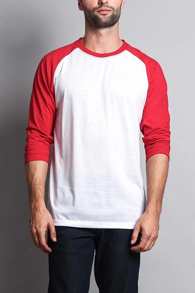 Men's Baseball T-Shirt (White/Red)