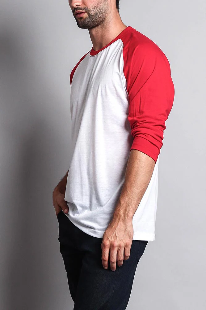 Men's Baseball T-Shirt (White/Red) - Image 2