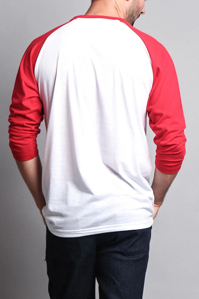 Men's Baseball T-Shirt (White/Red) - Image 3