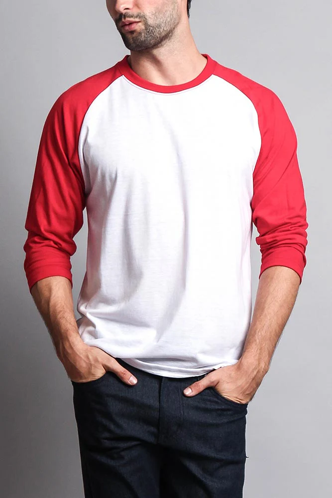 Men's Baseball T-Shirt (White/Red) - Image 5