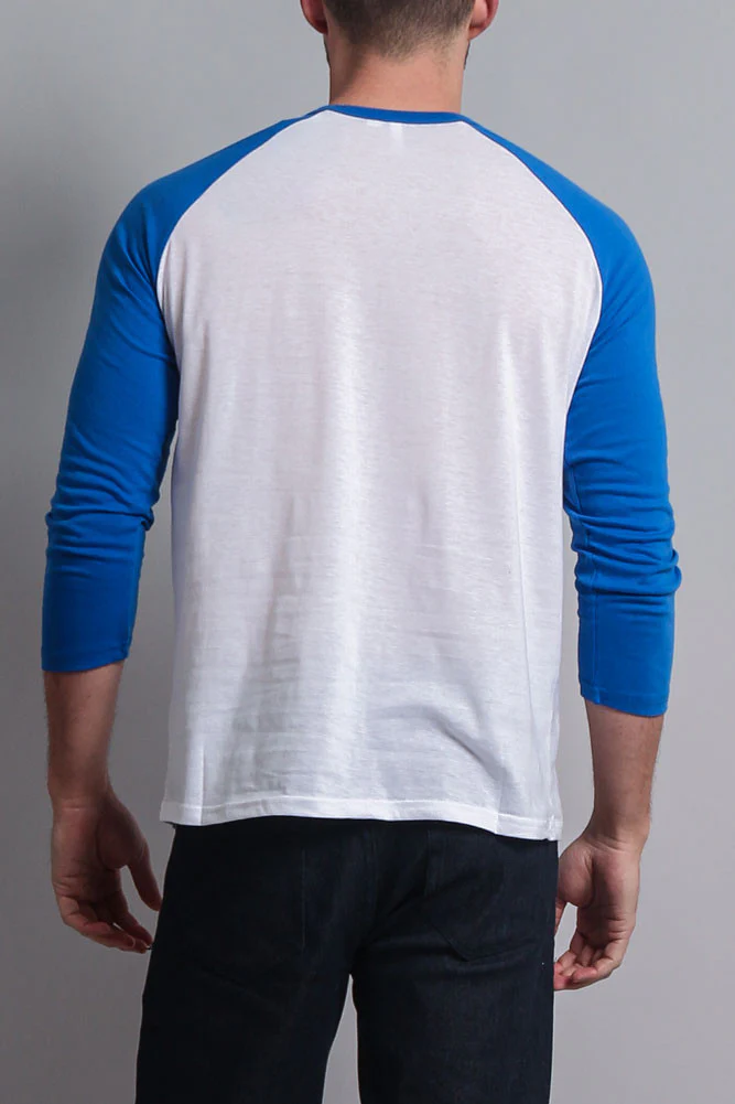 Men's Baseball T-Shirt (White/Royal Blue) - Image 3