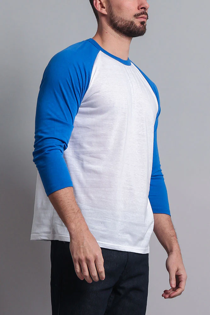 Men's Baseball T-Shirt (White/Royal Blue) - Image 4