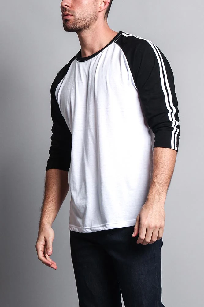 Men's Baseball T Shirt with Stripes - Image 22