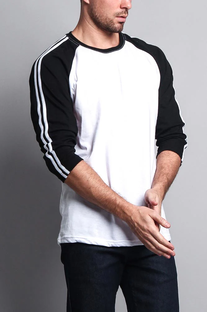 Men's Baseball T Shirt with Stripes - Image 24