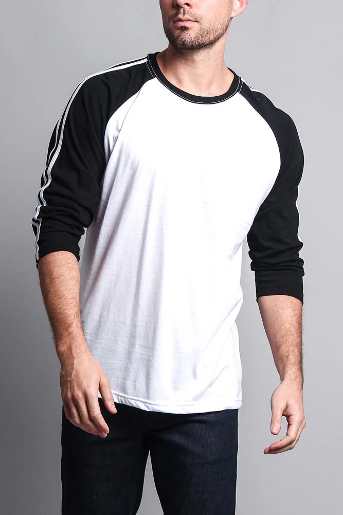 Men's Baseball T Shirt with Stripes - Image 25