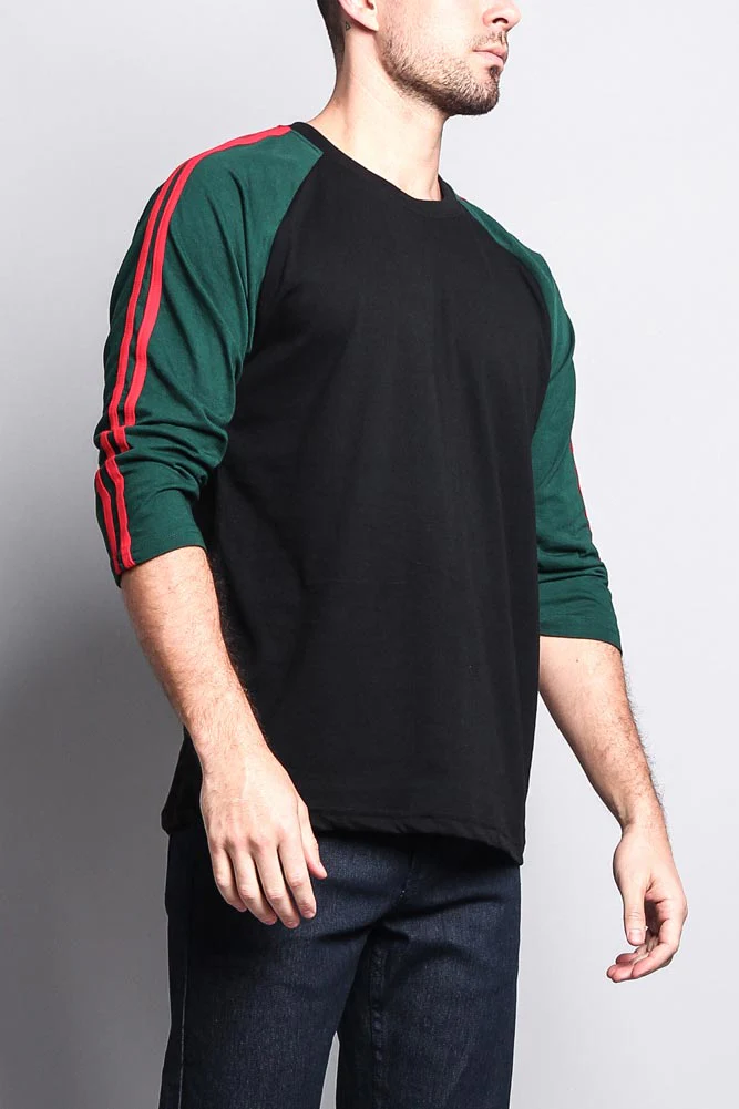 Men's Baseball T Shirt with Stripes - Image 29