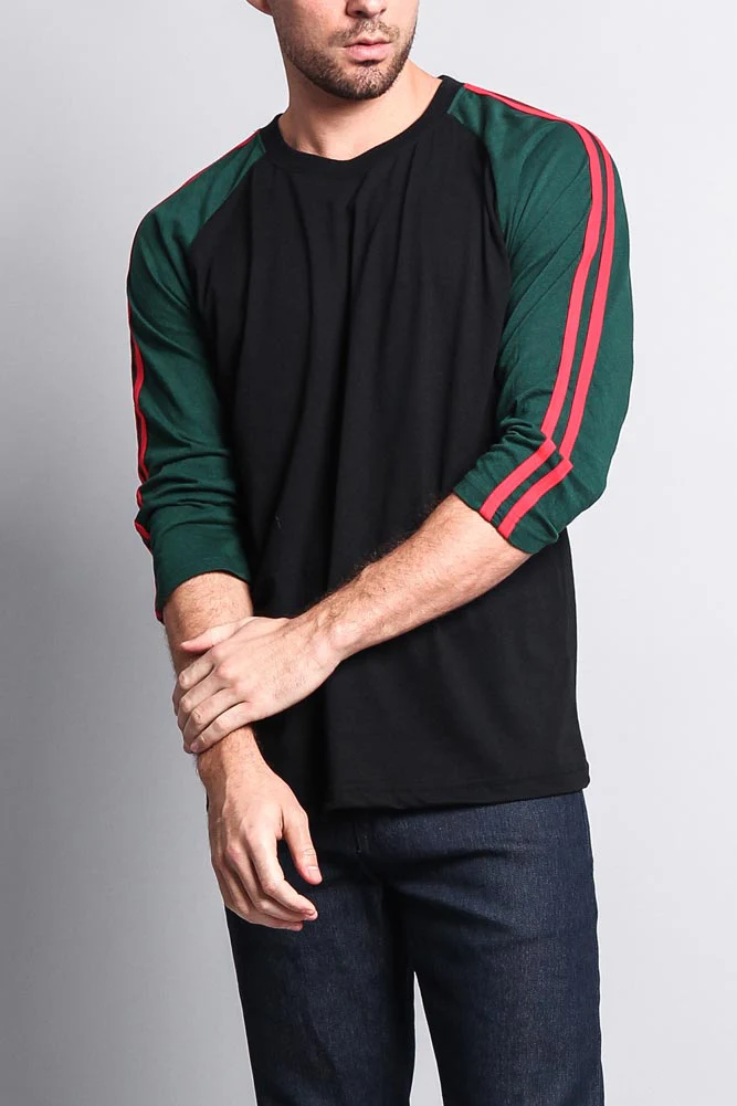 Men's Baseball T Shirt with Stripes - Image 30