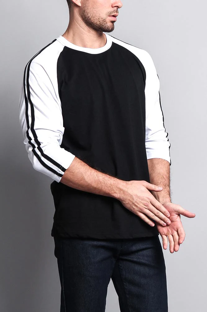 Men's Baseball T Shirt with Stripes - Image 34