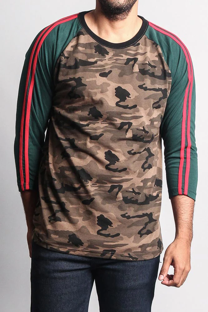 Men's Baseball T Shirt with Stripes - Image 41