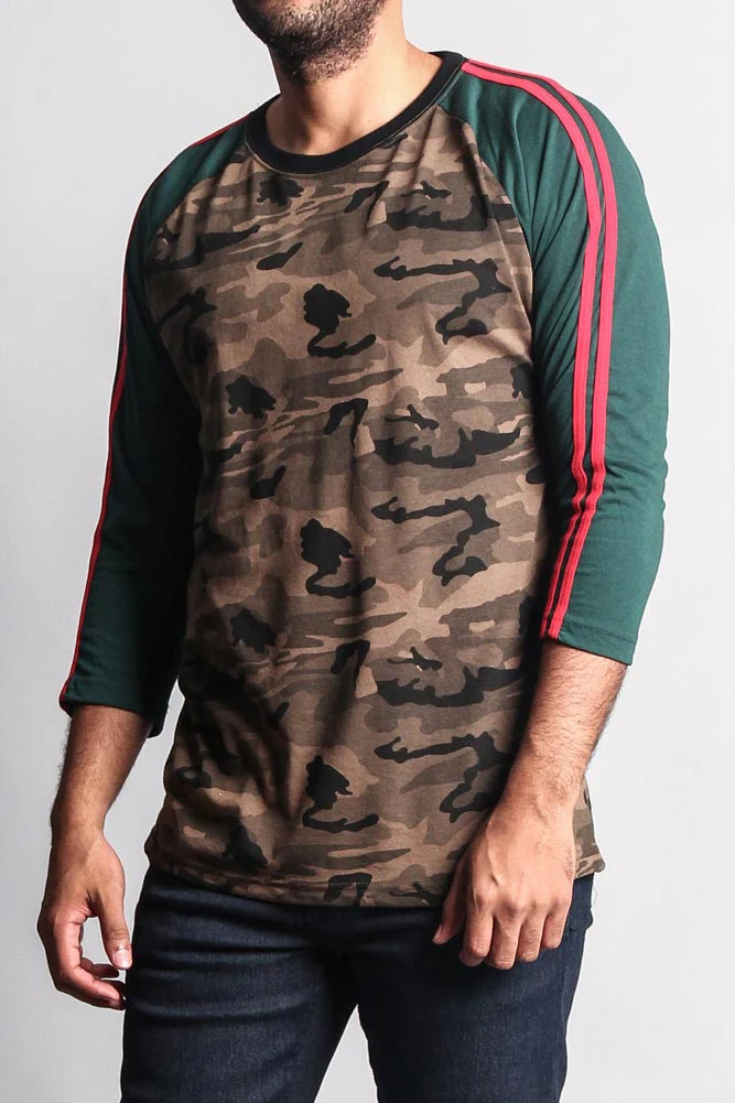 Men's Baseball T Shirt with Stripes - Image 42