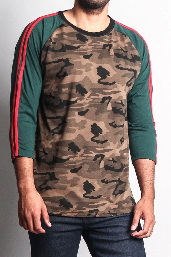 Men's Baseball T Shirt with Stripes - Image 44
